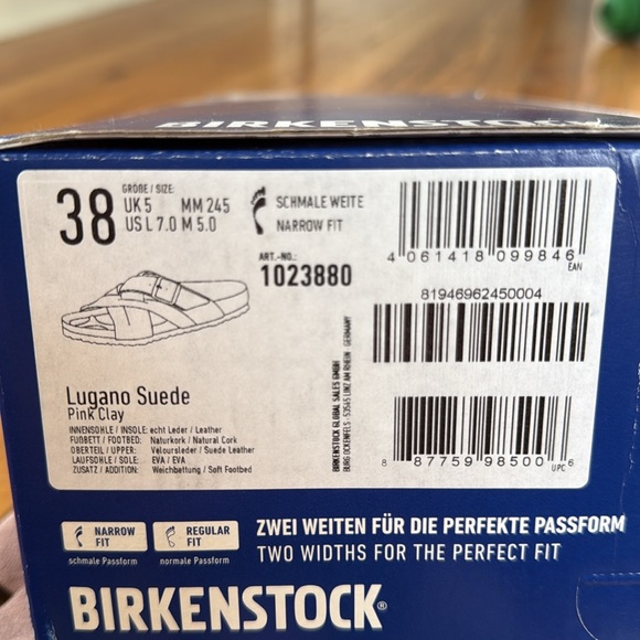 Birkenstock Lugano pink clay suede Women's Blush Sandals 38 - Picture 9 of 9